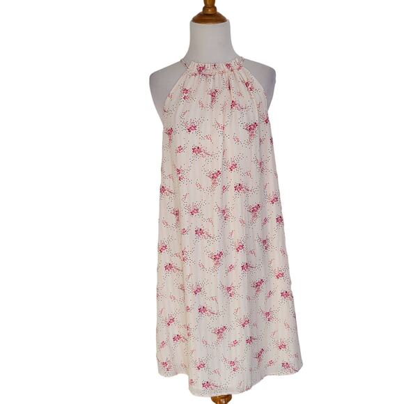 LOFT Floral Swing Dress Pink Halter Tie Neck Relaxed Summer Women Small - Picture 2 of 14